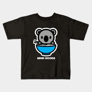 Koala Bear Send Noods Food Noodles Pho Ramen Funny Animal Bambu Brand Kids T-Shirt